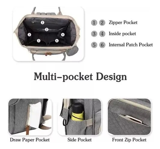 Bolso Pañalera Cuna Sonajero Colchón